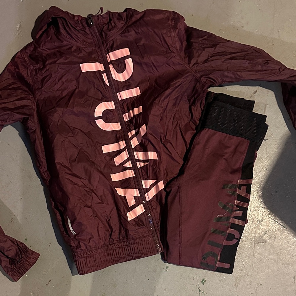 Puma Maroon Tracksuit with Pink Accents